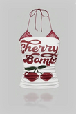 Beyaz Cherry Bomb Dantelli Ek Askılı Crop