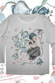 Beyaz Girl İn Flowers Gotik Y2K Uzun Kollu Crop