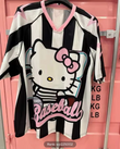 Beyaz Hello Kitty Beyzbol Baskı Detail Jersey Kısa Kol Forma
