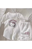 Beyaz Hello Kitty Bluz Şort Alt Üst Takım