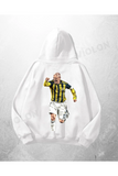 Beyaz Unisex Alex Baskılı Oversize Hoodie Sweatshirt