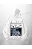 Beyaz Unisex Baldwin IV Baskılı Oversize Hoodie Sweatshirt