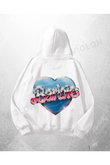 Beyaz Unisex Barbie Baskılı Oversize Hoodie Sweatshirt