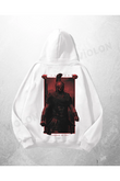 Beyaz Unisex Centurion Baskılı Oversize Hoodie Sweatshirt