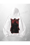 Beyaz Unisex Centurion Baskılı Oversize Hoodie Sweatshirt