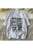 Beyaz Unisex Doraemon Yazılı Baskılı T-shirt