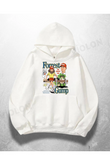 Beyaz Unisex Forrest Gump Baskılı Oversize Hoodie Sweatshirt