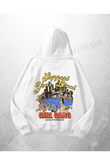 Beyaz Unisex Girl Gang Baskılı Oversize Hoodie Sweatshirt