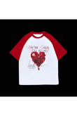Beyaz Unisex Kırmızı Reglan Hearth Ballon T-Shirt