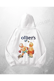 Beyaz Unisex Ollier's Baskılı Oversize Hoodie Sweatshirt
