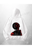 Beyaz Unisex Palermo Baskılı Oversize Hoodie Sweatshirt