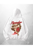 Beyaz Unisex Paradise Baskılı Oversize Hoodie Sweatshirt
