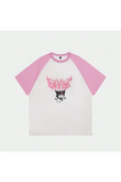 Beyaz Unisex Pembe Reglan Kuromi T-Shirt