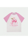 Beyaz Unisex Pembe Reglan Sweet Cherries T-Shirt