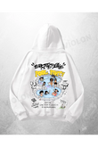 Beyaz Unisex Pool Party Baskılı Oversize Hoodie Sweatshirt