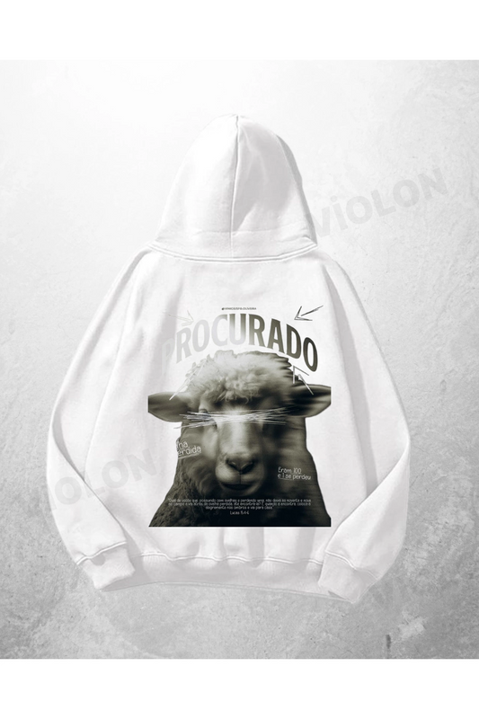 Beyaz Unisex Procurado Baskılı Oversize Hoodie Sweatshirt