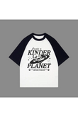Beyaz Unisex Siyah Reglan Kinder Planet T-Shirt