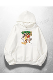 Beyaz Unisex Special Girl Baskılı Oversize Hoodie Sweatshirt