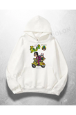 Beyaz Unisex The Sus Scooter Baskılı Oversize Hoodie Sweatshirt