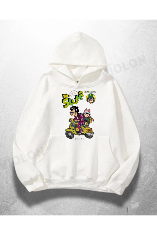 Beyaz Unisex The Sus Scooter Baskılı Oversize Hoodie Sweatshirt