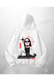 Beyaz Unisex Wanted Baskılı Oversize Hoodie Sweatshirt