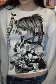 Beyaz Vintage Anime Misa Amane Saint Gotik Y2K Uzun Kollu Crop