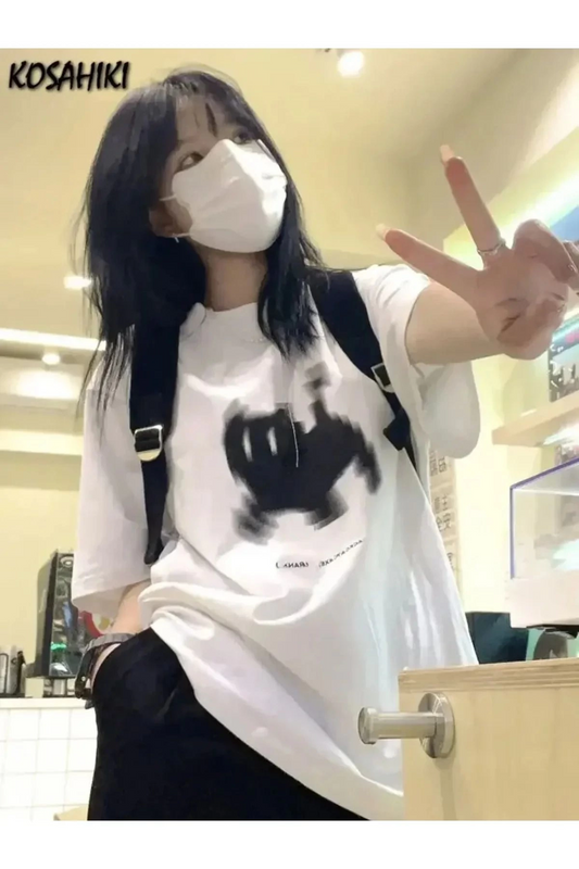 Beyaz Y2k Aesthetic Unisex Oversize Tişört