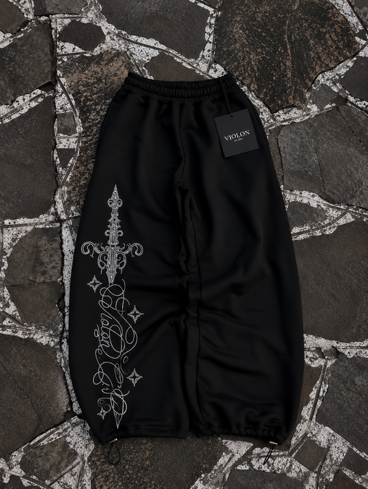 Defeat Violon Taş Detaylı Baggy Kalıp Unisex Eşofman Altı