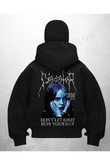 Billie Eilish Baskılı Siyah Samuray Kar Maske Sweatshirt Hırka
