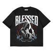 Blessed Baskılı Siyah Renk Oversize T-Shirt