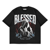Blessed Baskılı Siyah Renk Oversize T-Shirt