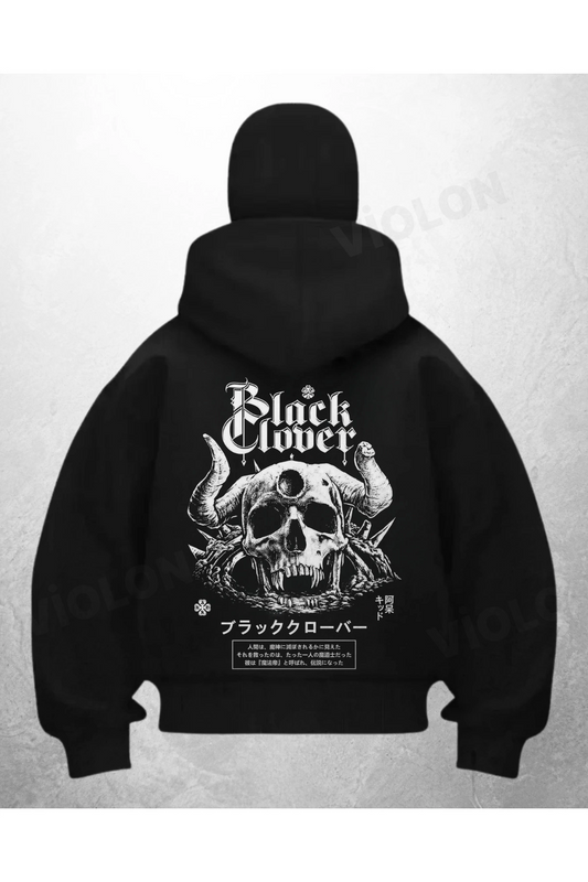 Block Cober Baskılı Siyah Samuray Kar Maske Sweatshirt Hırka