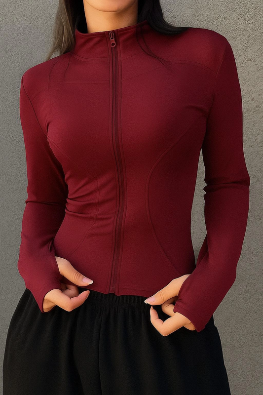 Bordo Parmaklı Street Y2K Crop Hırka