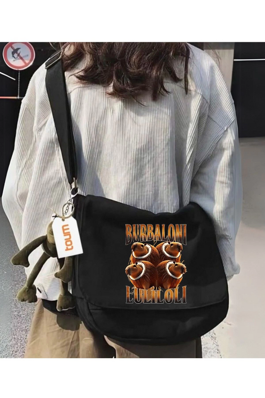 Burbalino Baskılı Unisex Postacı Çantası
