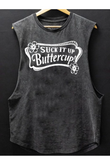Buttercup Baskılı Unisex Oversize Yıkamalı Atlet