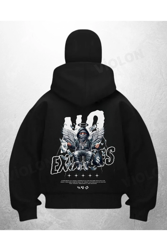 Cash Baby Baskılı Siyah Samuray Kar Maske Sweatshirt Hırka