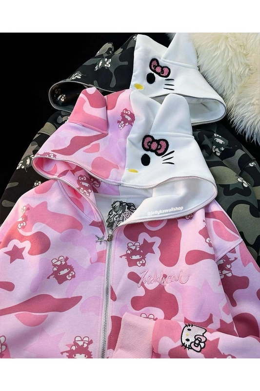 Cat Hello Kitty Detail Oversize Hırka