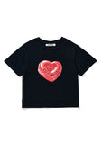 Love Candy Kalp Baskılı Siyah Crop