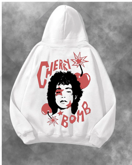 Cherry Bomb  Baskılı Unisex Oversize Kapüşonlu Sweatshirt