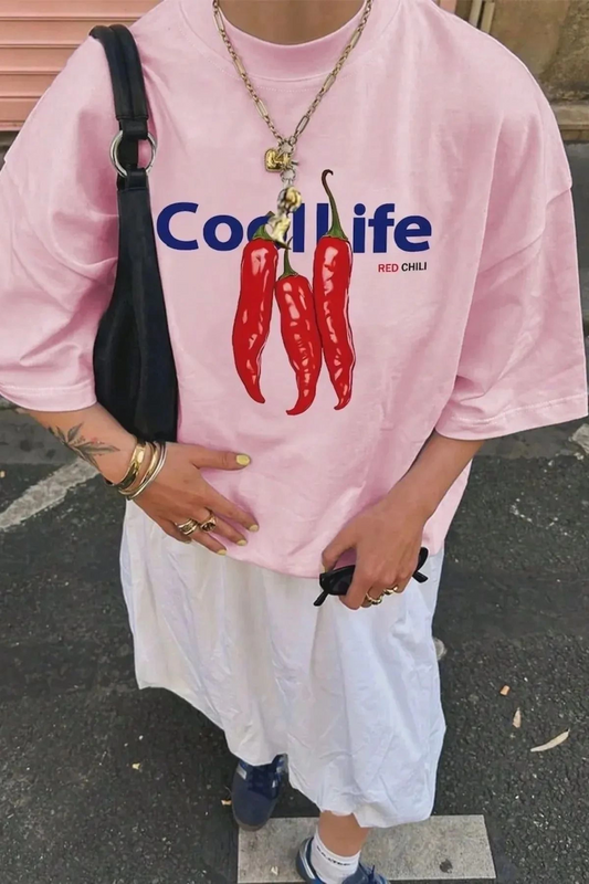 Cool Life Baskı Detaylı Oversize Unisex Kısa Kol TShirt