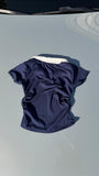 Lacivert Kadın Polo Yaka Nakış Detaylı Kaşkorse Slim Fit T-shirt