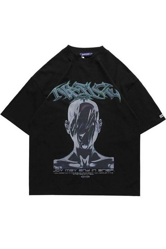 ''Death Stare'' Detail Unisex Oversize T-shirt