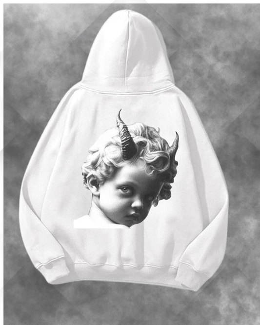 Devil Baby Baskılı Unisex Oversize Kapüşonlu Sweatshirt