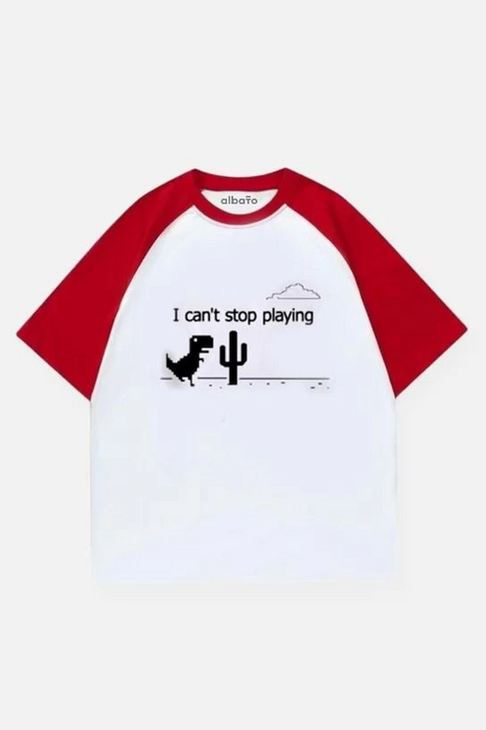 Dİnazor Game Kırmızı Reglan Kol Kısa Kollu Tişört