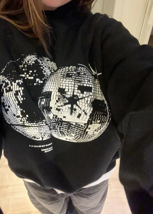 Disco Ball Siyah Renk Oversize Sweatshirt