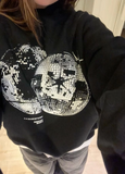 Disco Ball Siyah Renk Oversize Sweatshirt