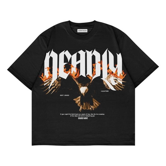 Eagle Baskılı Oversize Siyah Renk T-Shirt