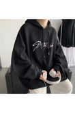 Ery Stray Kids Siyah Kapüşonlu Oversize Sweatshirt Hoodie