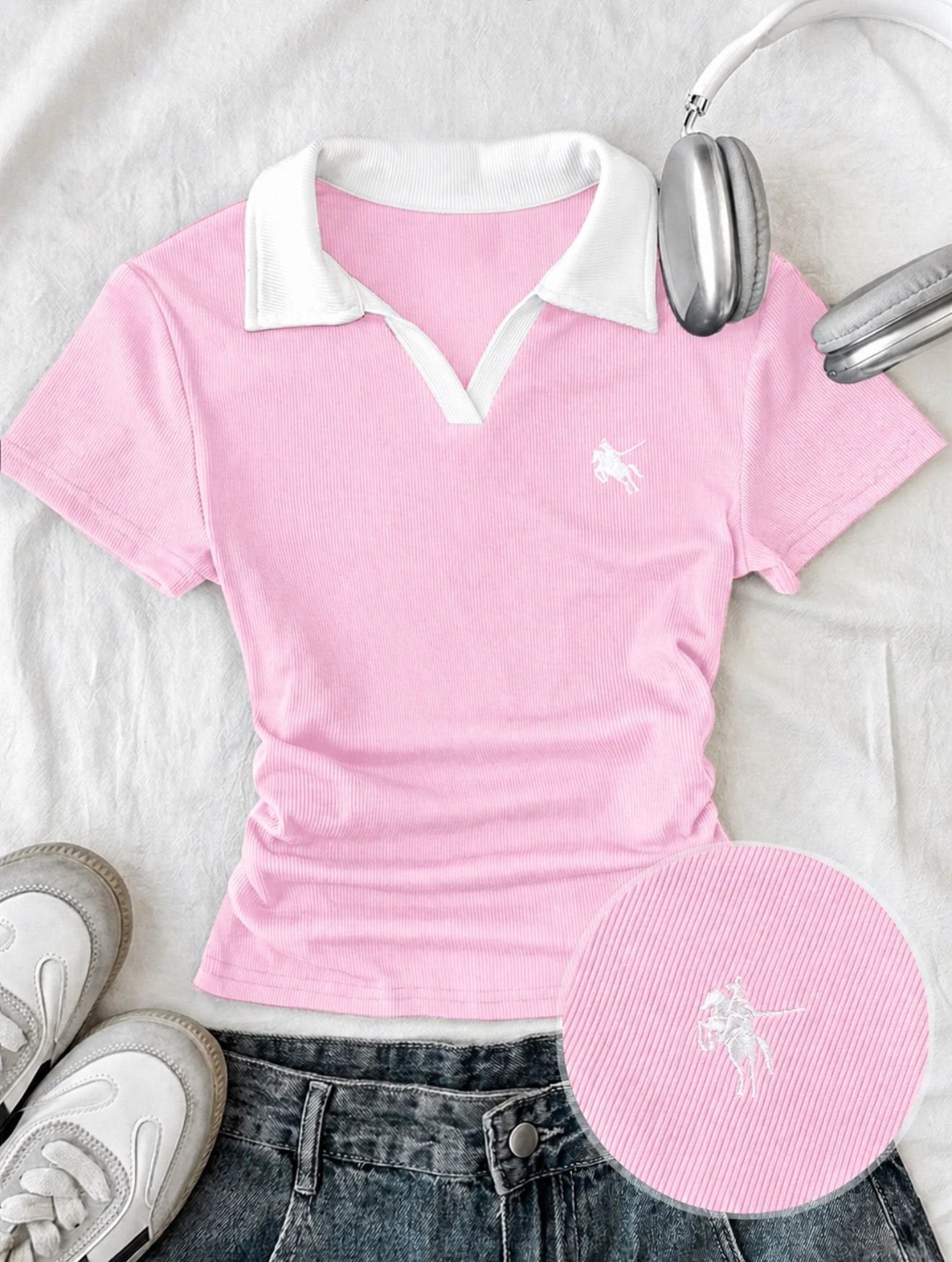 Solo Polo Yaka Beyaz Yakalı Bluz