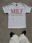 MILF Yazı Baskılı Beyaz Unisex Tişört